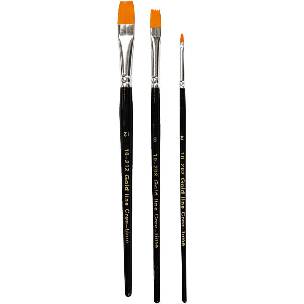 Nylon Brushes, no. 2+8+12, L: 16,5-19 cm, W: 3-12 mm, flat