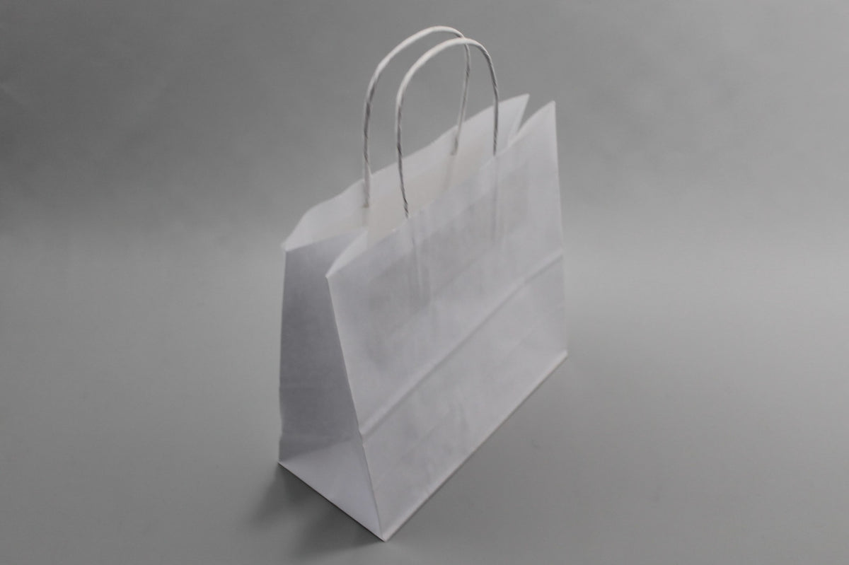 Paper Carrier Bags White 14x8x21cm Kraft 90 g/gm with twisted handles