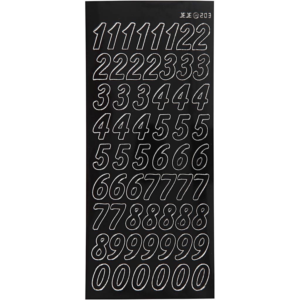 Stickers, big numbers, sheet 10x23 cm, black, 1 sheet