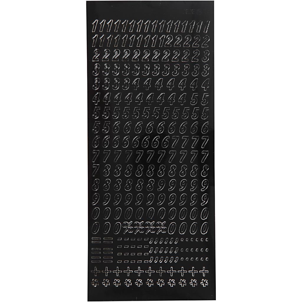 Stickers, black, small numbers, 10x23 cm, 1 sheet