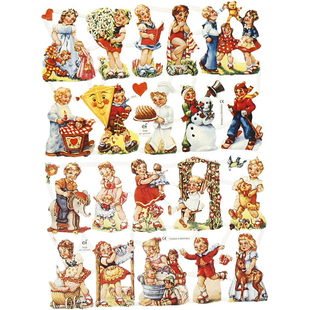 Vintage Die-Cuts, nostalgic children, sheet 16,5x23,5 cm, 2 sheet
