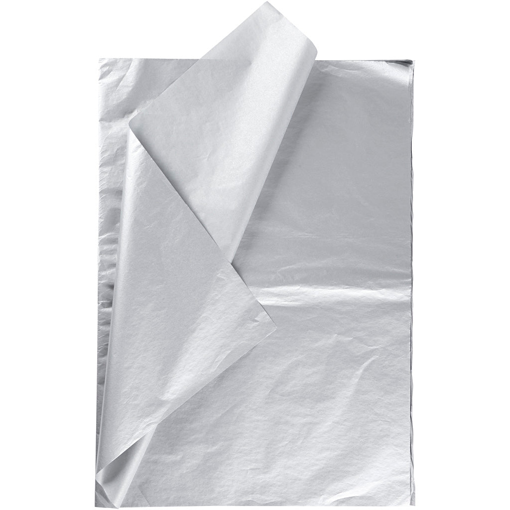 Tissue Paper, sheet 50x70 cm, 17 g, silver, 6 sheet