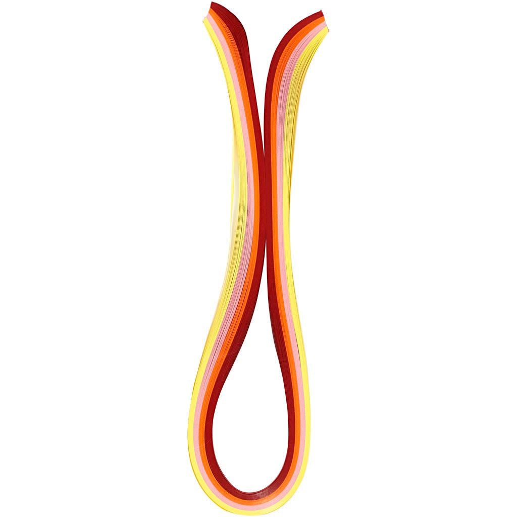 Quilling Paper Strips, L: 78 cm, W: 5 mm, 120 g, orange, pink, red, yellow, 100 pc