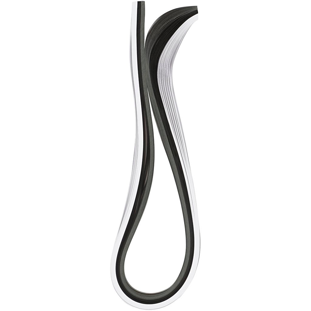Quilling Paper Strips, L: 78 cm, W: 5 mm, 120 g, black, grey, white, 100 pc
