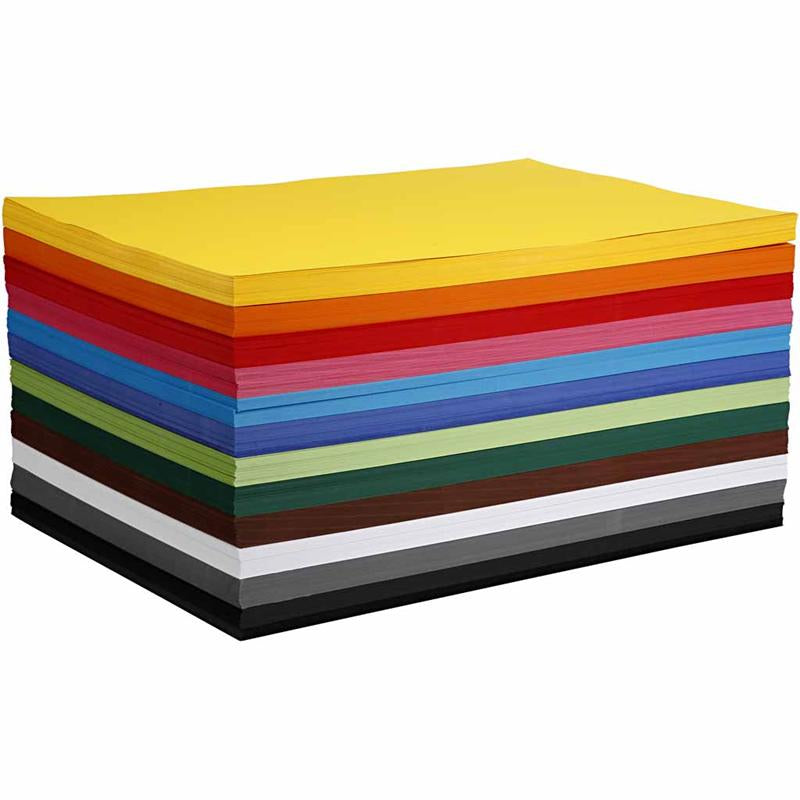 Coloured Card, A2, sheet 420x594 mm, 180 g, assorted colours, 12x100 sheet