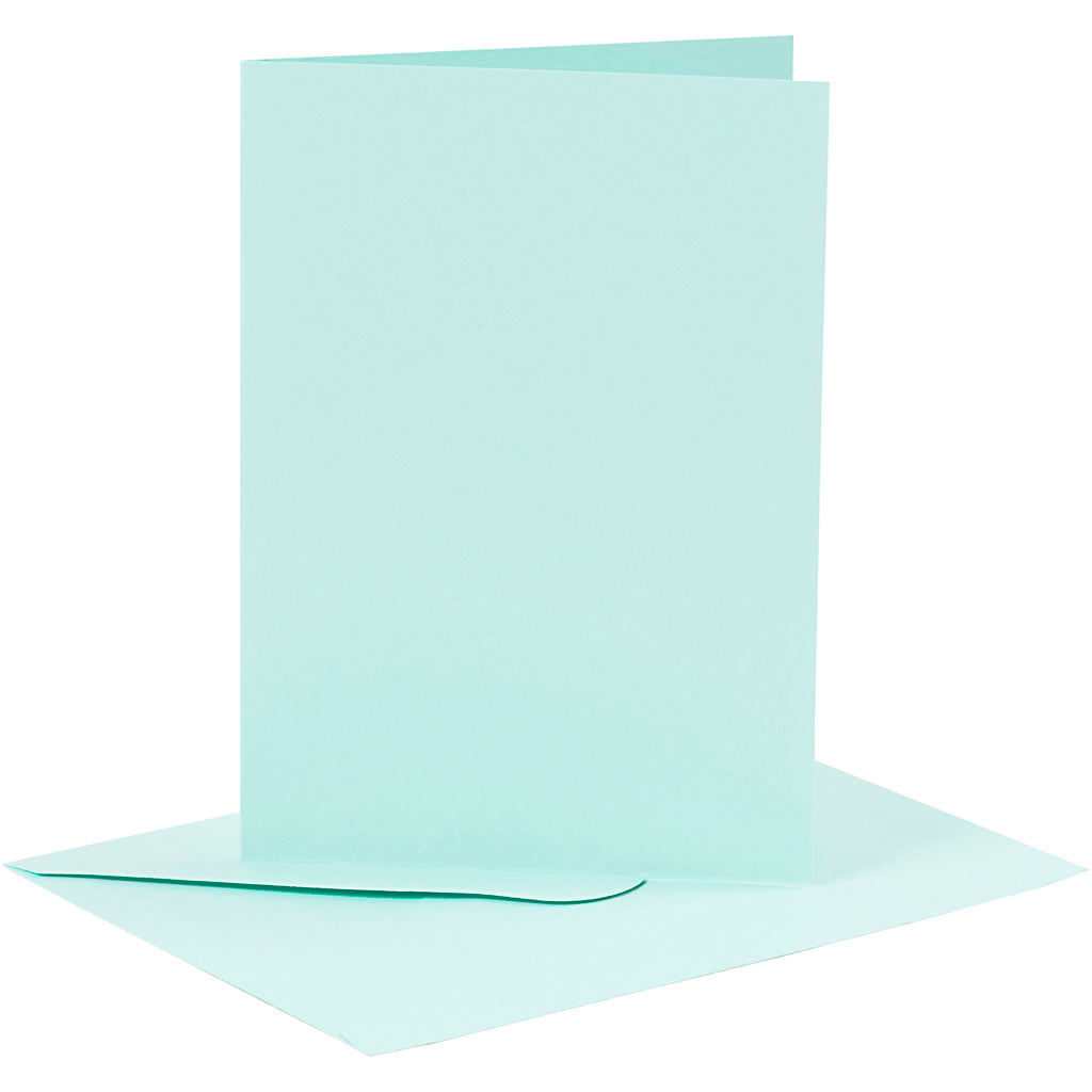 Cards and envelopes, card size 10,5x15 cm, envelope size 11,5x16,5 cm, 110+220 g, light blue, 6 set