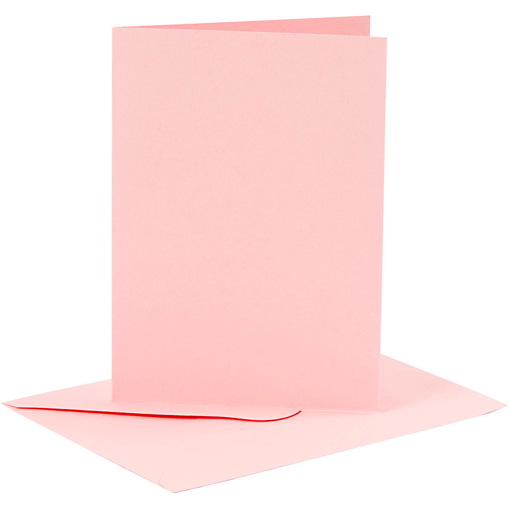 Cards and envelopes, card size 10,5x15 cm, envelope size 11,5x16,5 cm, 110+220 g, rose, 6set