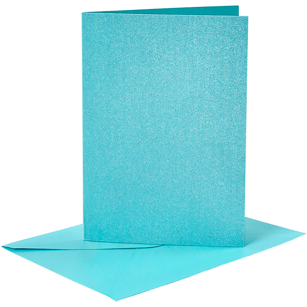 Cards and Envelopes, card size 10,5x15 cm, envelope size 11,5x16,5 cm, mother of pearl, 120+210 g, blue, 4 set