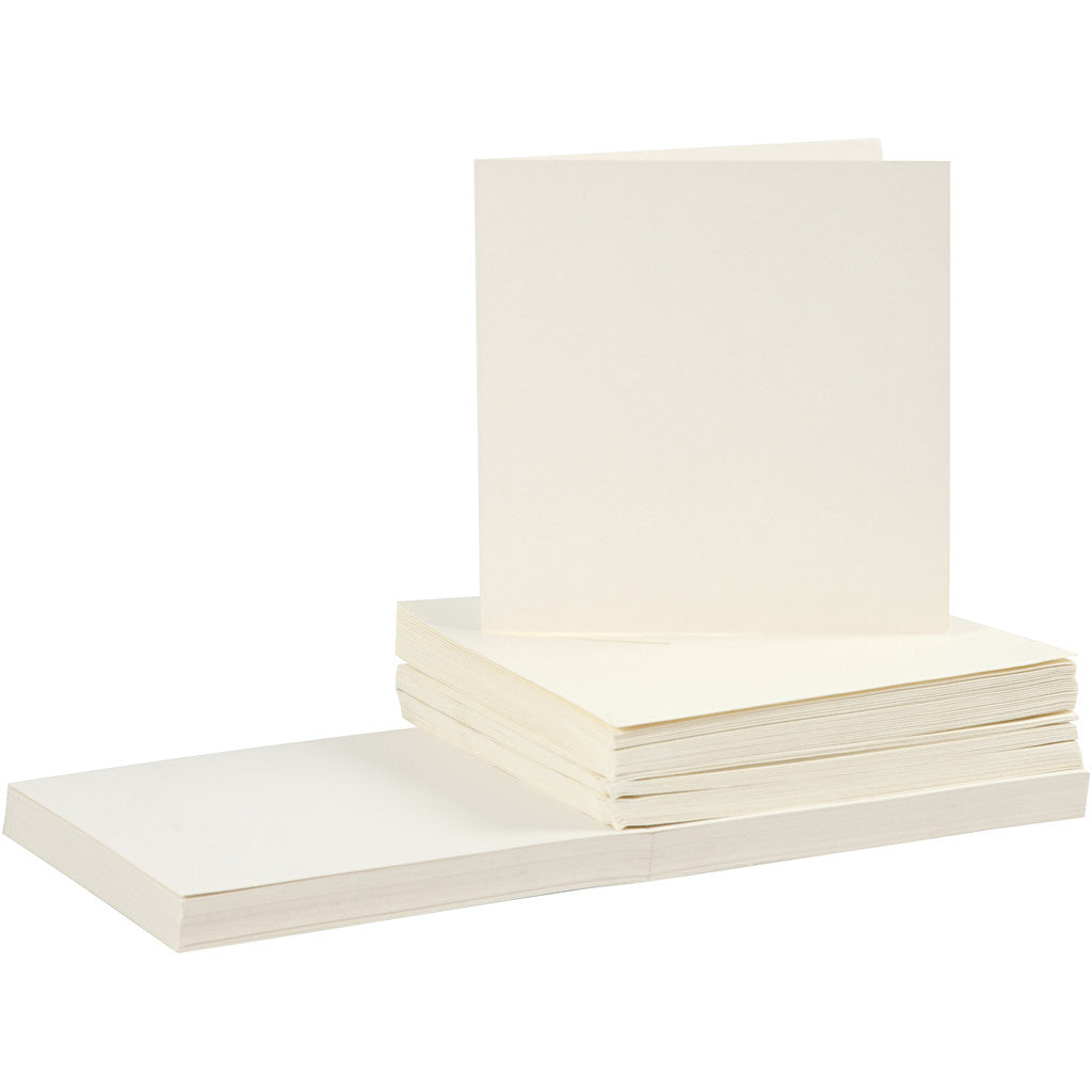 Cards and Envelopes, card size 15x15 cm, envelope size 16x16 cm, off-white, 50sets