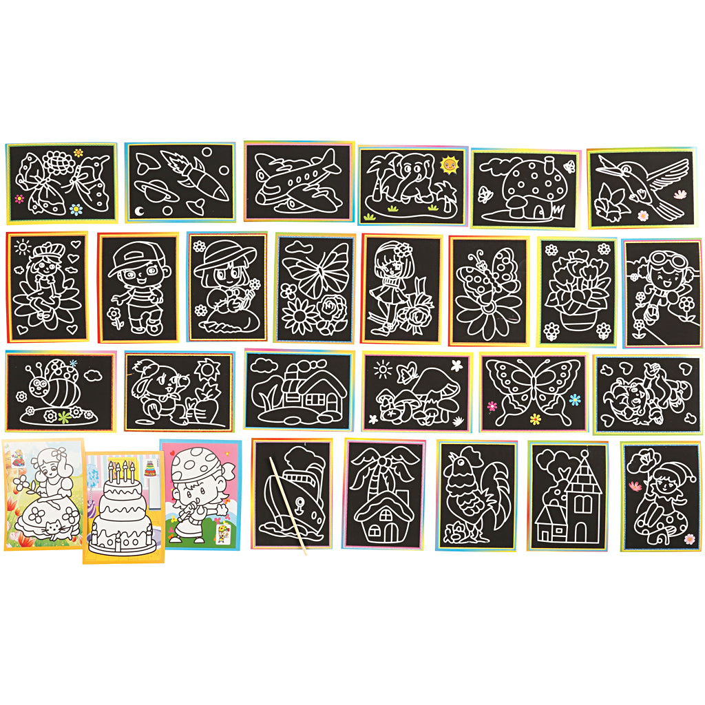Scratch Pictures, size 9x12 cm, 96 asstd.
