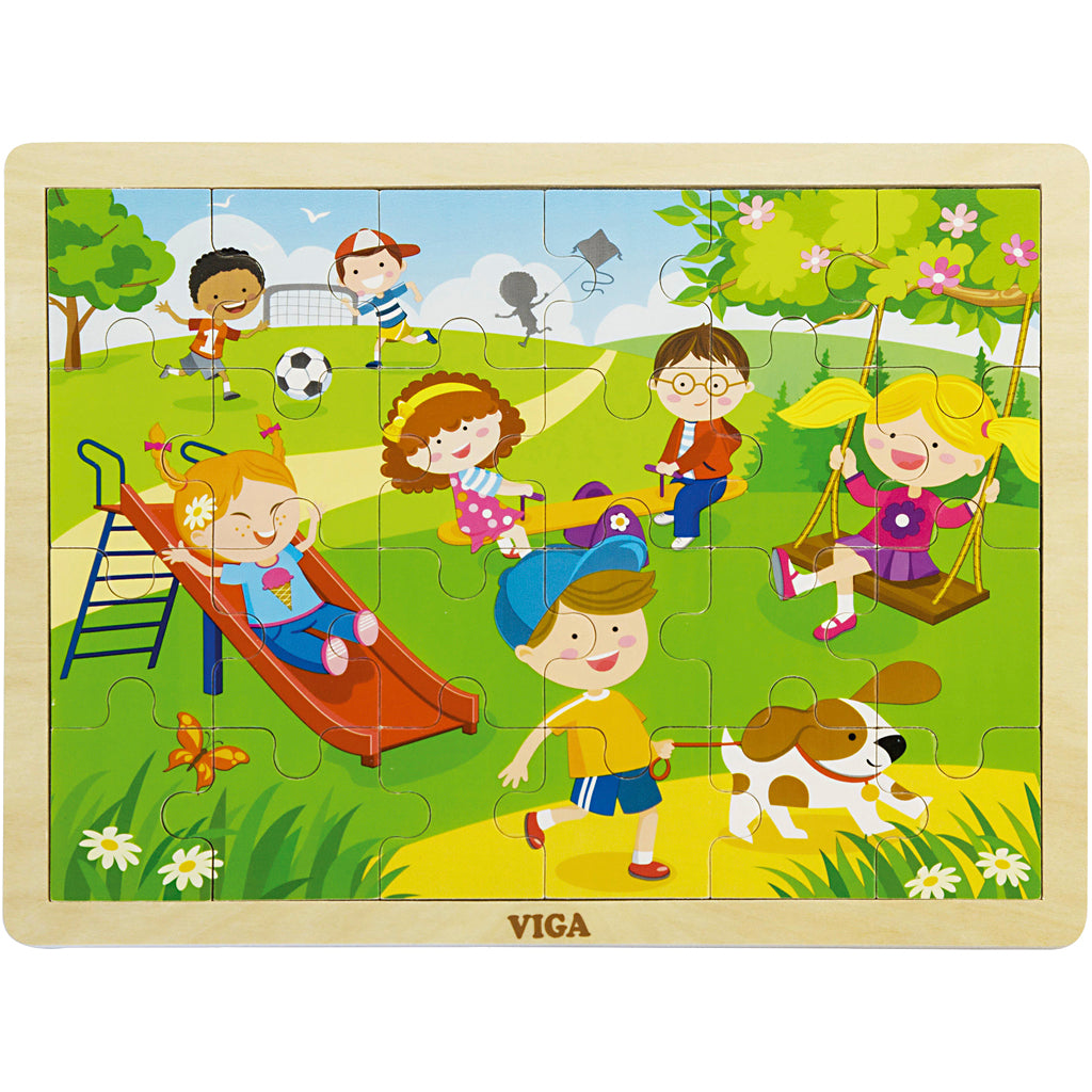 VIGA Wooden Jigsaw Puzzle, the seasons, spring, size 30x22,5 cm, 24 puzzle pieces