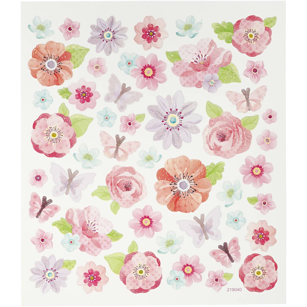 Stickers, spring flowers, sheet 15x16,5 cm, 1 sheet
