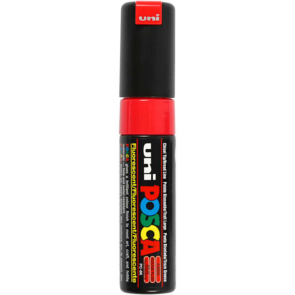 Posca Marker, no. PC-8K, line 8 mm, broad, fluo red