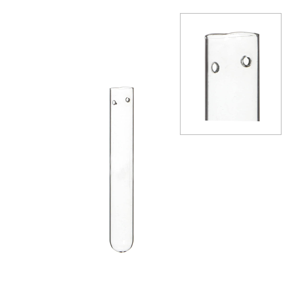 Glass Test tube 1.5cm diameter 15cm high, with 2 holes (set of 12 pcs)