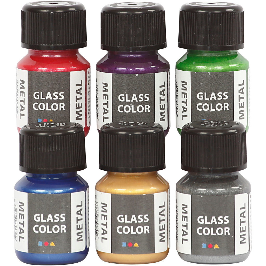 Glass Color Metal, assorted colours, 6x30 ml