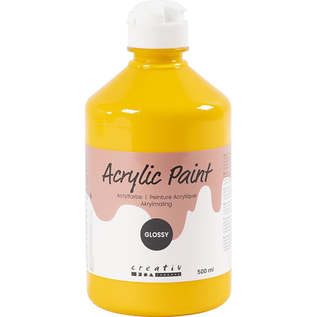 Acrylic Paint Glossy, yellow, 500 ml/ 1 bottle