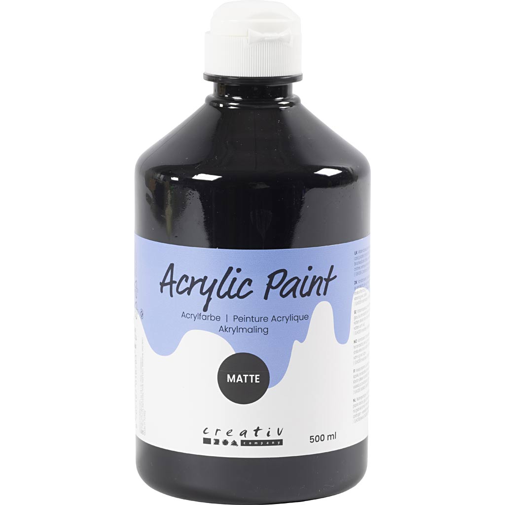 Acrylic Paint Matte, black, 500 ml/ 1 bottle