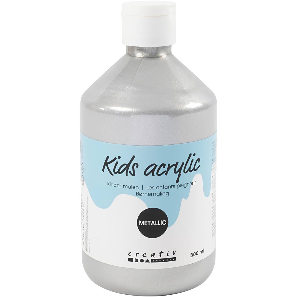 Acrylic Paint Metallic, metallic, silver, 500 ml/ 1 bottle