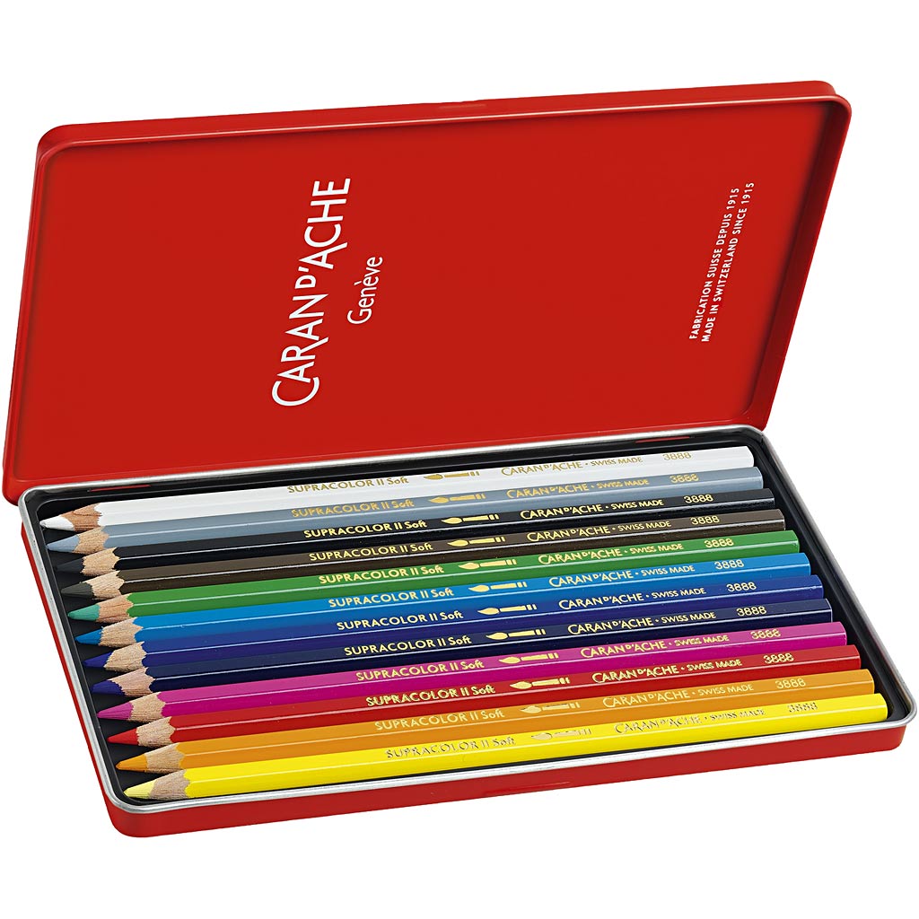 CARAN D’ACHE Supracolor II, L: 17 cm, lead 3.8 mm, assorted colours, 12 pc