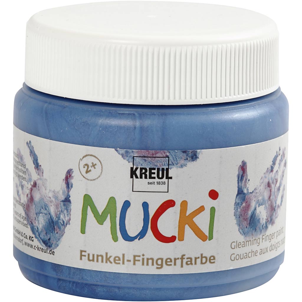 Mucki Finger Paint, metallic blue, 150 ml/ 1 tub