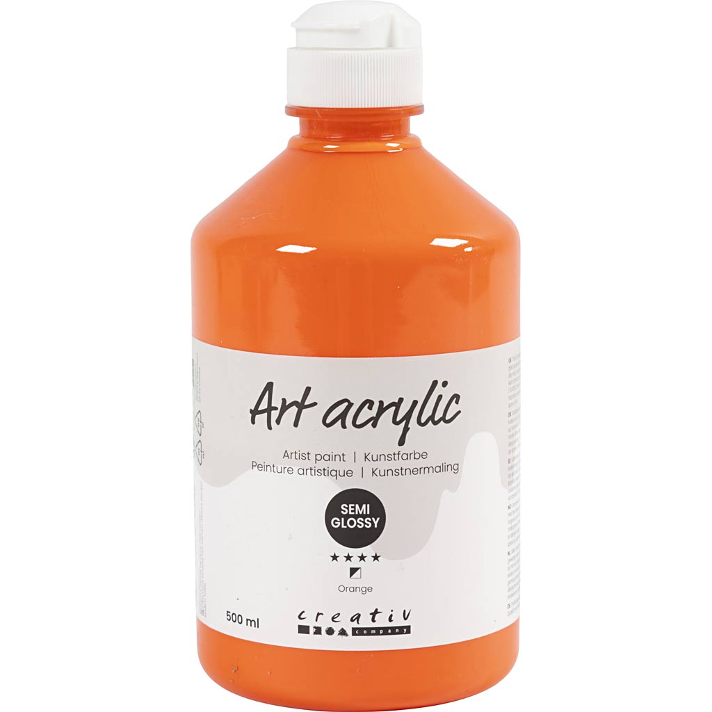 Art Acrylic, semi-glossy, semi-transparent, orange, 500 ml/ 1 bottle