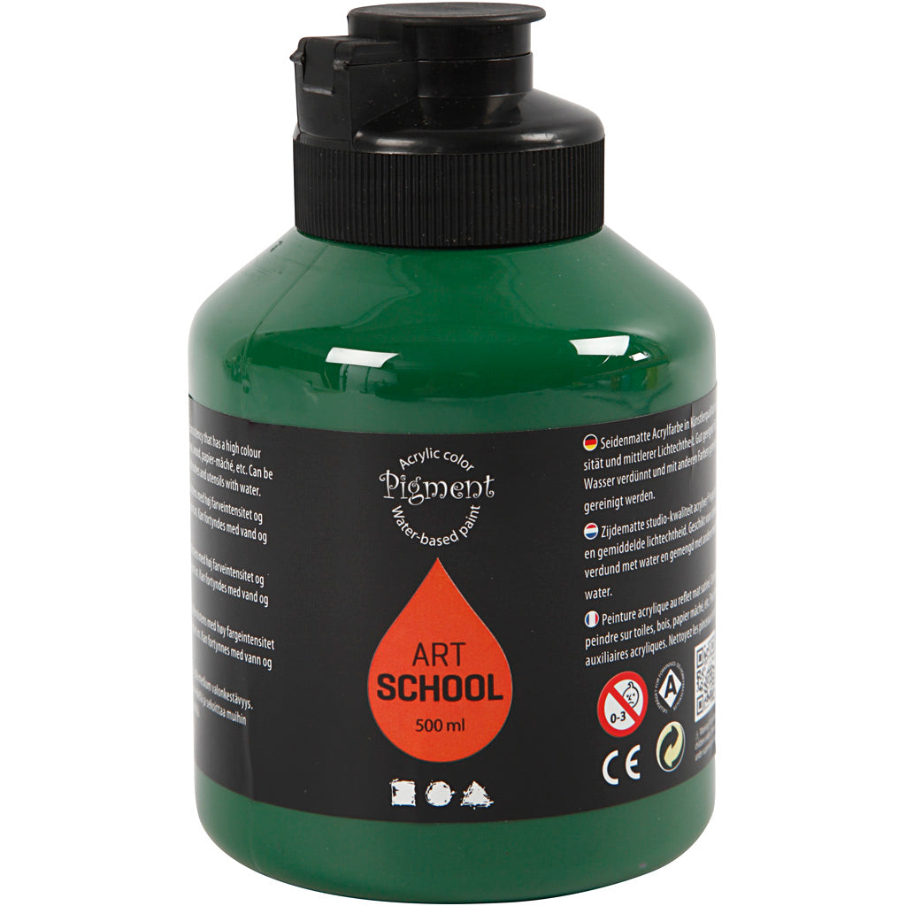 Art Acrylic, semi-glossy, semi-transparent, dark green, 500 ml/ 1 bottle