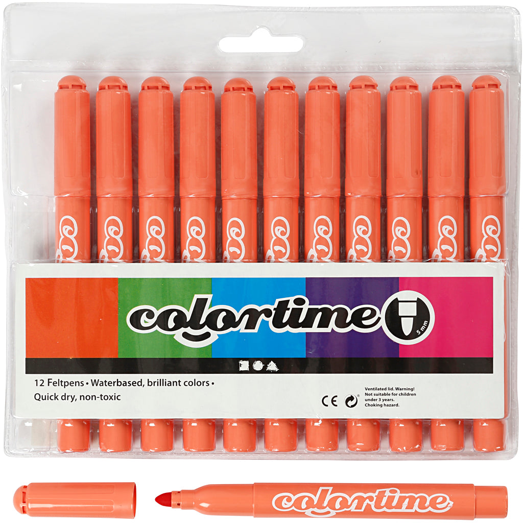 Colortime Markers, line 5 mm, mandarin, 12 pc