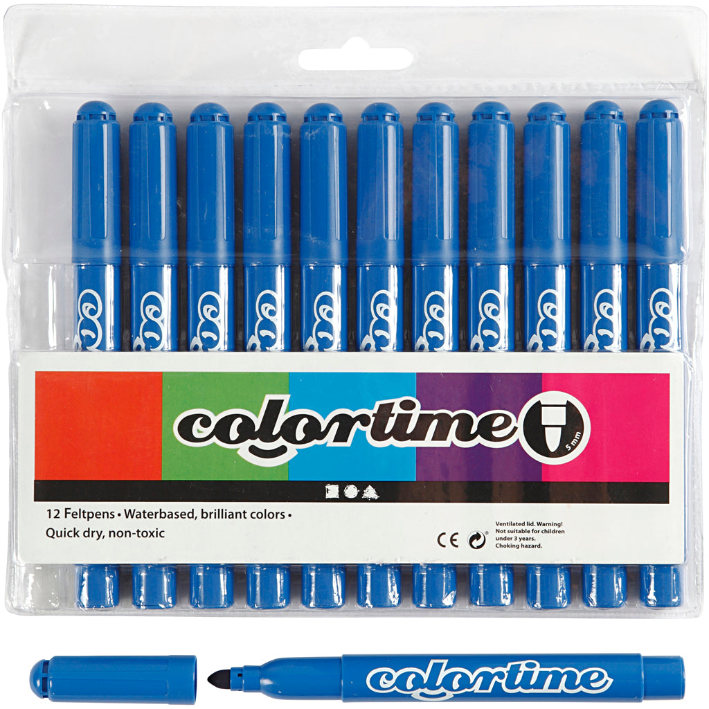 Colortime Markers, line 5 mm, azure, 12 pc