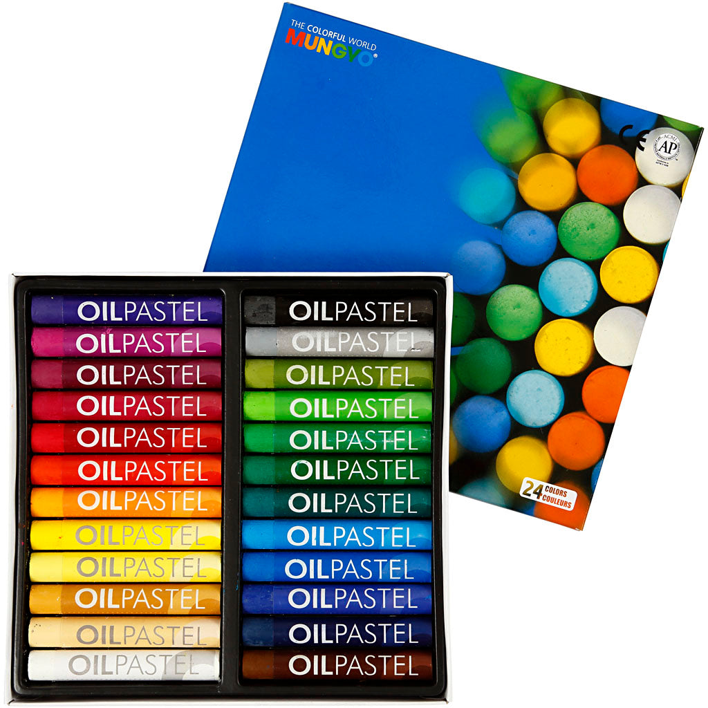 Mungyo Oil Pastel, L: 7 cm, thickness 11 mm, assorted colours, 24 pc