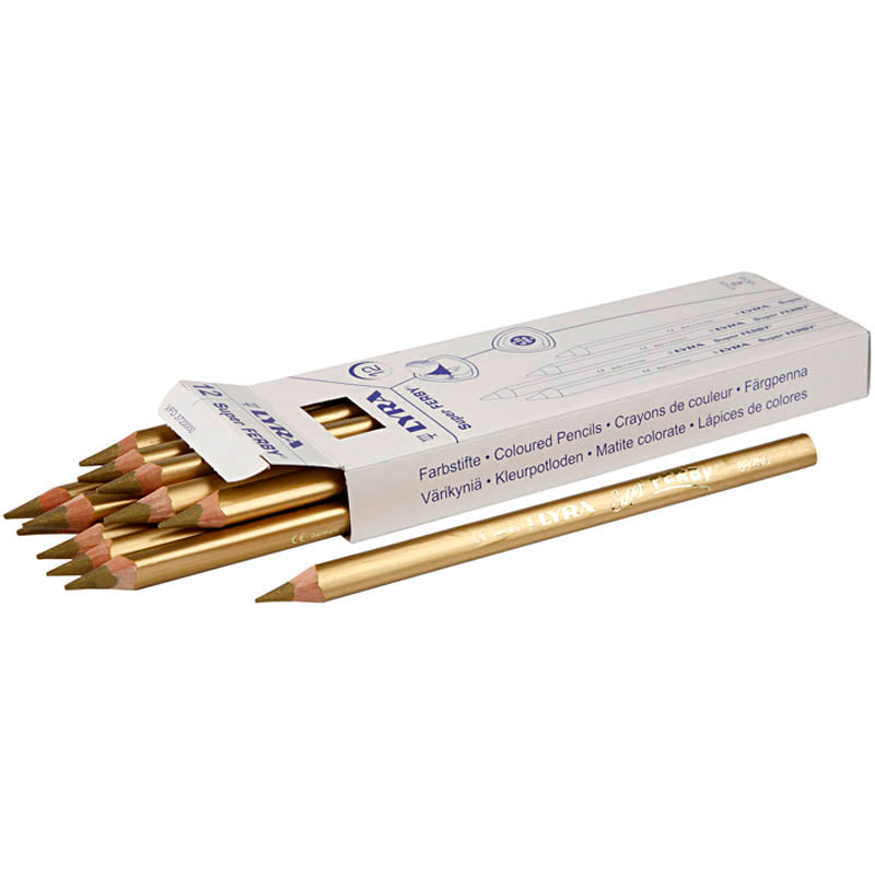 Super Ferby 1 colouring pencils, L: 18 cm, lead 6,25 mm, gold, 12 pc