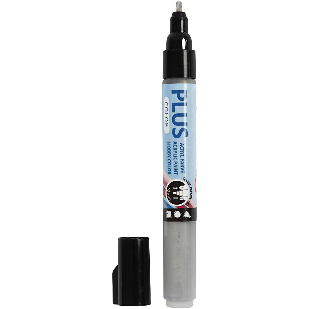 Plus Color Marker, L: 14,5 cm, line 1-2 mm, silver, 5,5 ml