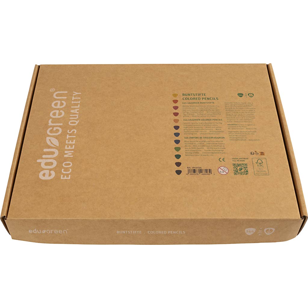 Edugreen Jumbo Coloured Pencils, lead 5 mm, assorted colours, 12x12 pc