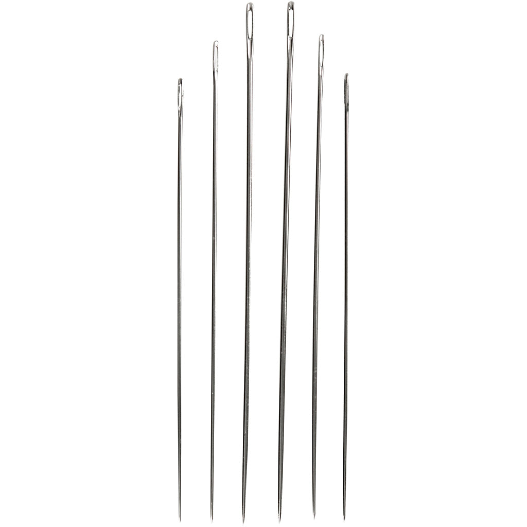 Darning Needles, no. 1-5, silver, 6 pc
