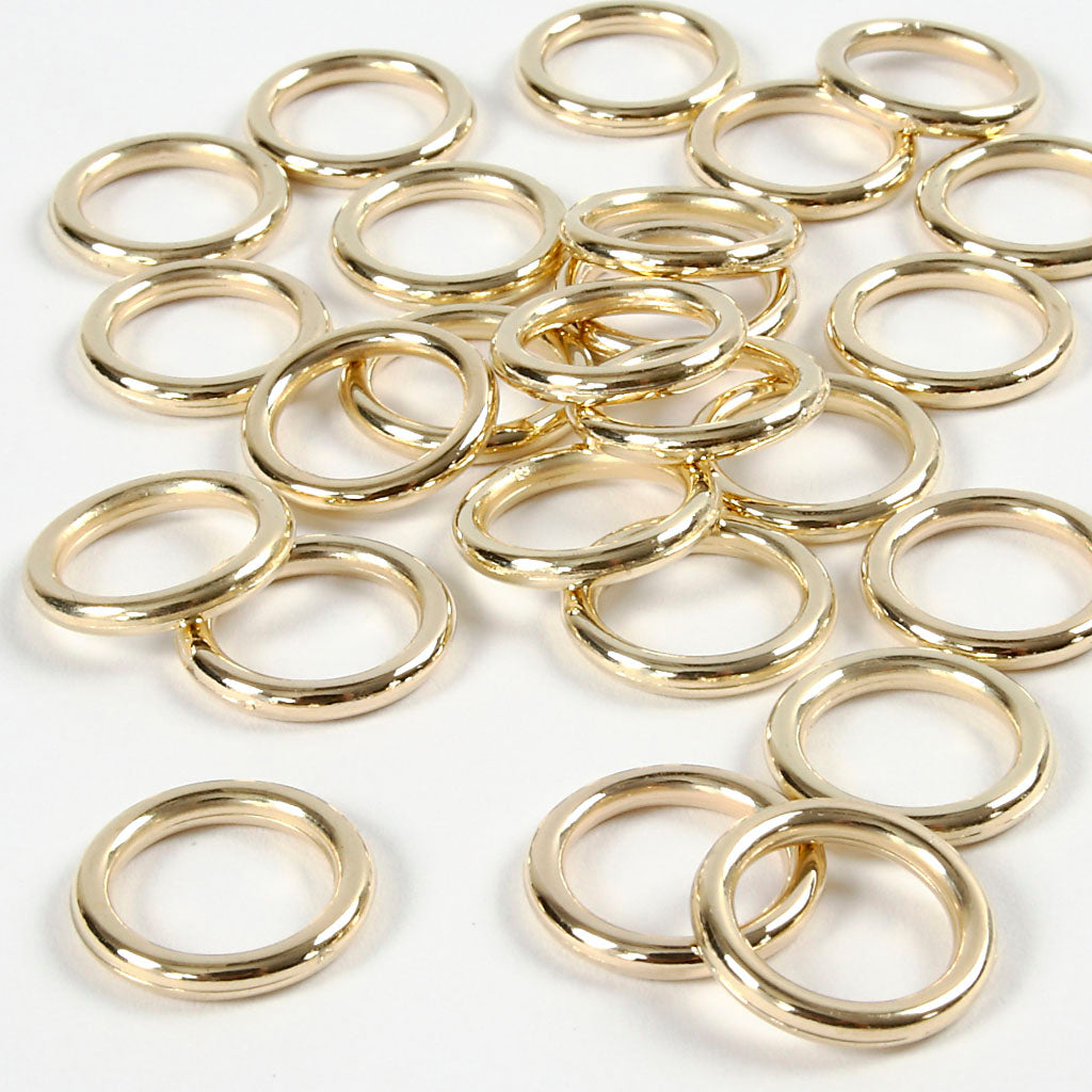 Plastic Ring, size 15 mm, thickness 2 mm, gold, 25 pc