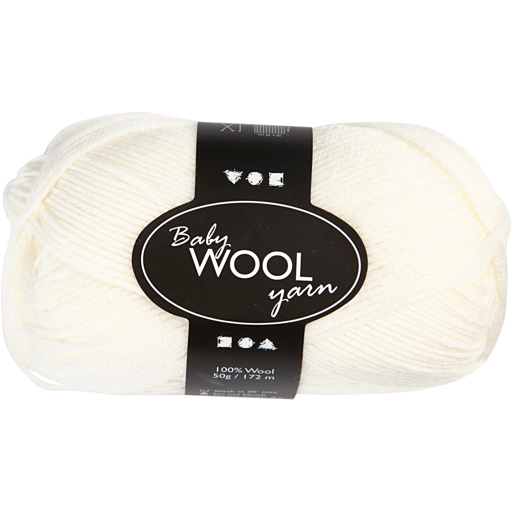Baby Yarn, L: 172 M, white, 50 g/ 1 ball