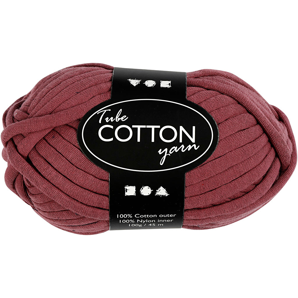 Cotton Tube Yarn, L: 45 M, needle 10-12, purple, 100 g/ 1 ball