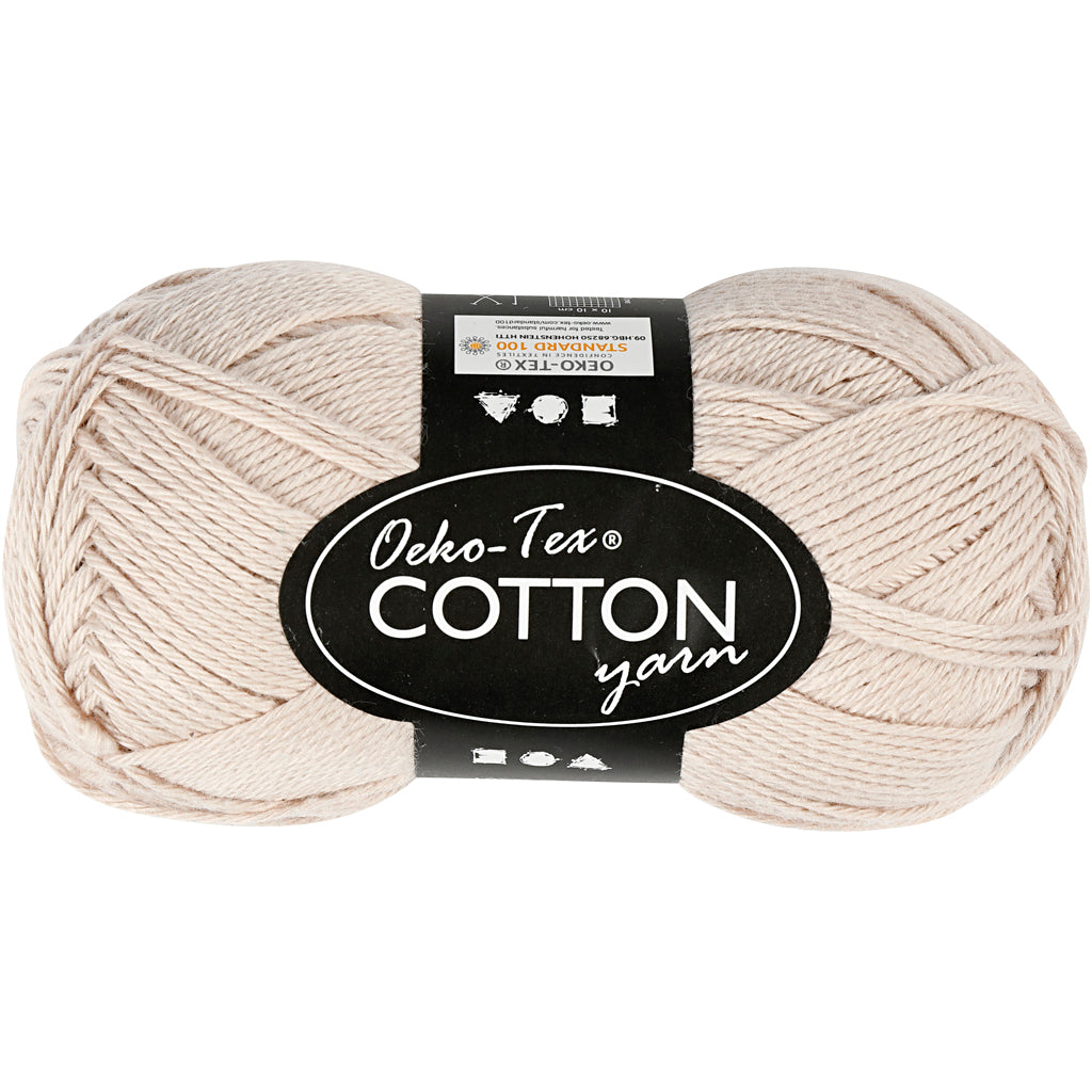 Cotton Yarn, no. 8/4, L: 170 M, needle 3-3,5, sand, 50 g/ 1 ball