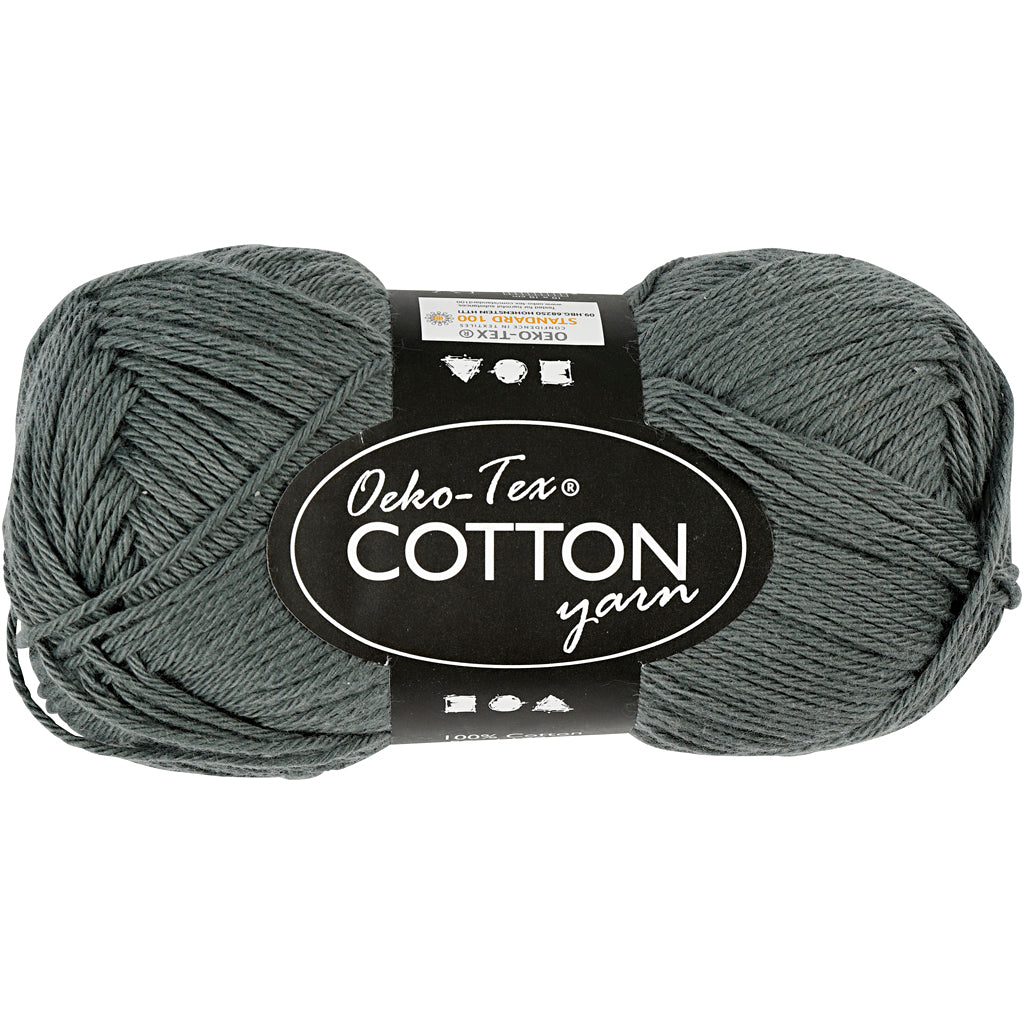 Cotton Yarn, no. 8/4, L: 170 M, needle 3-3,5, grey, 50 g/ 1 ball