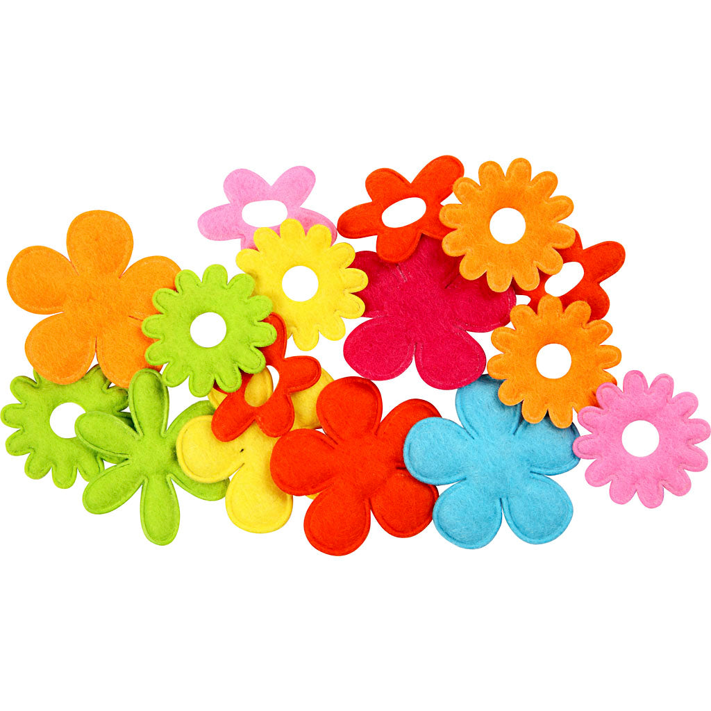 Felt Flowers, size 35x45 mm, thickness 1,2 mm, 16 pc