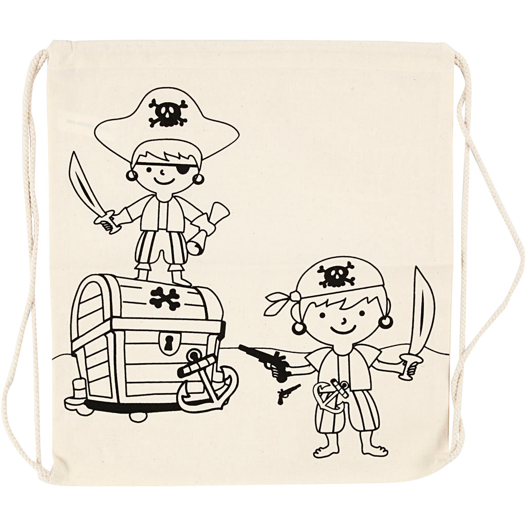 Gym Bag, pirates, size 37x41 cm, 110 g, light natural