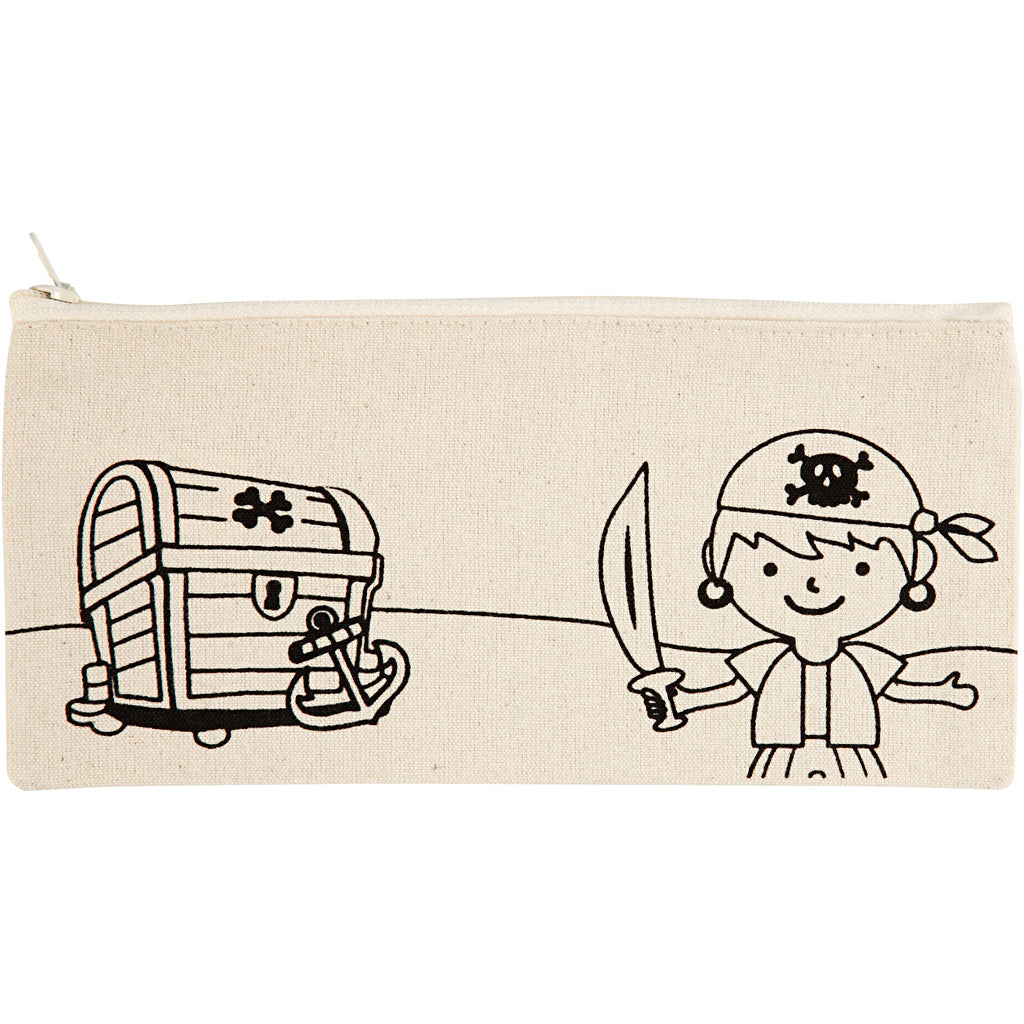 Pencil case, pirate, size 21x9 cm, 245 g, light natural