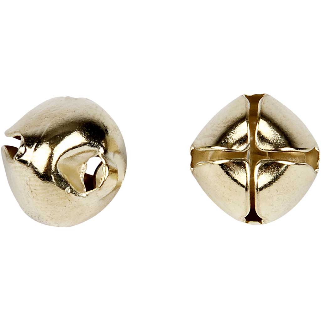 Bells, dia. 8+10+13 mm, gold, 18asstd.
