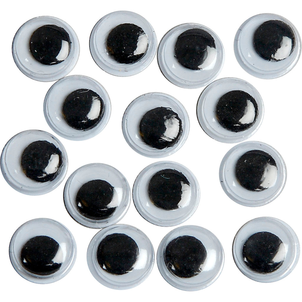 Wiggly Eyes, not sticky, dia. 8 mm, 1000 pc