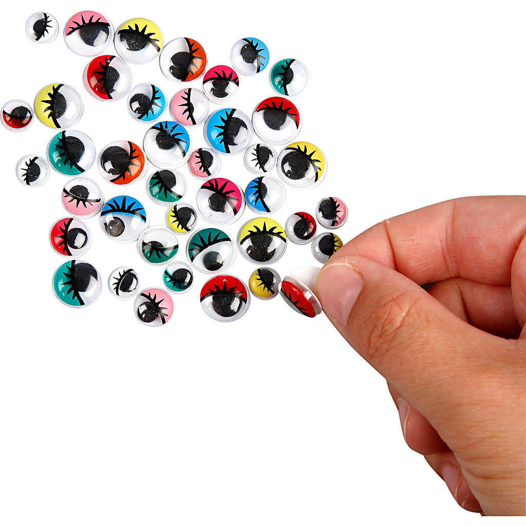 Googly Eyes, self-adhesive, dia. 8-12 mm, 30 asstd.