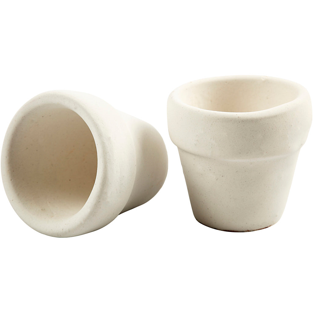 Flower Pots, H: 4,6 cm, dia. 5,2 cm, white, 6 pc