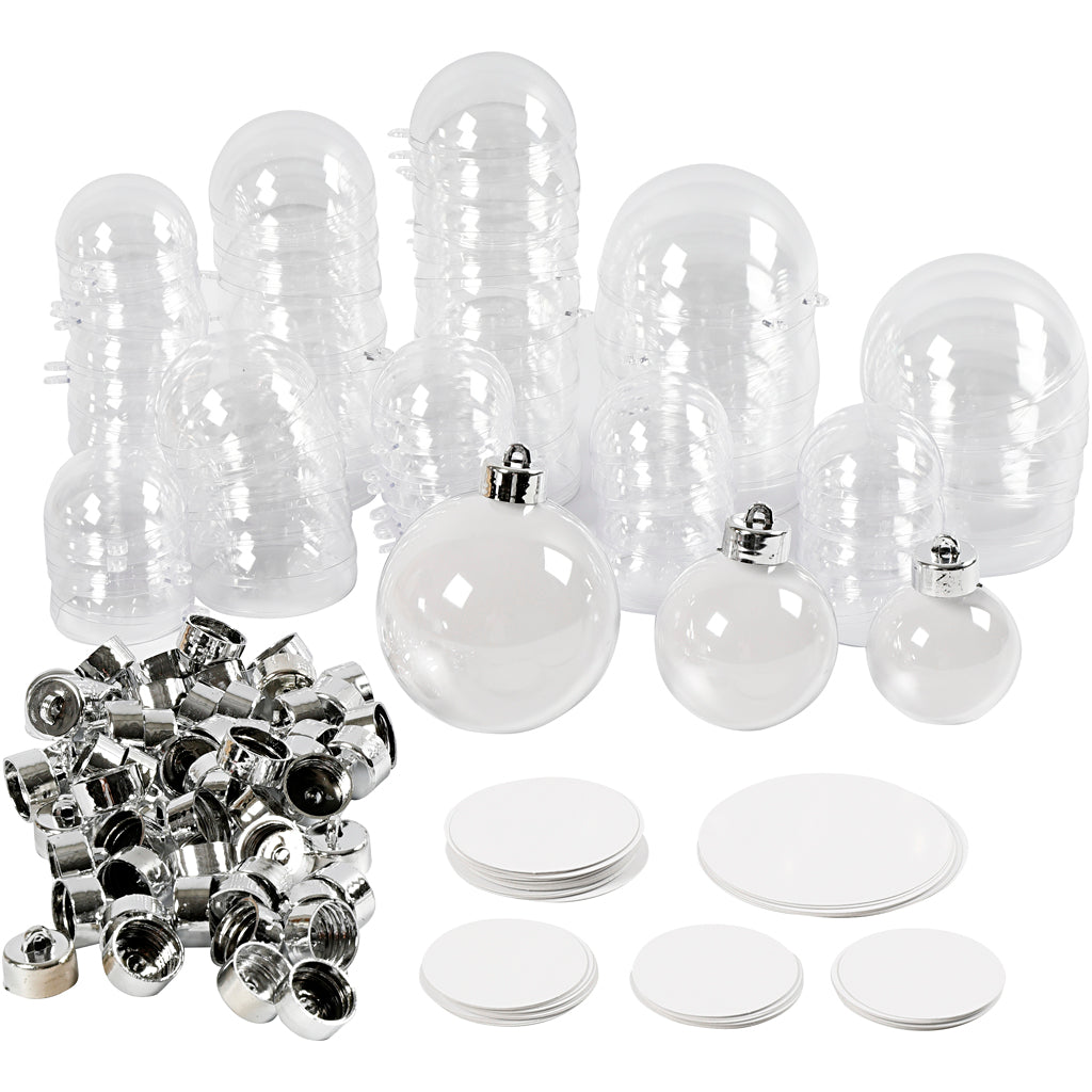 Baubles to Decorate, dia. 5+6+8 cm, 60 pc