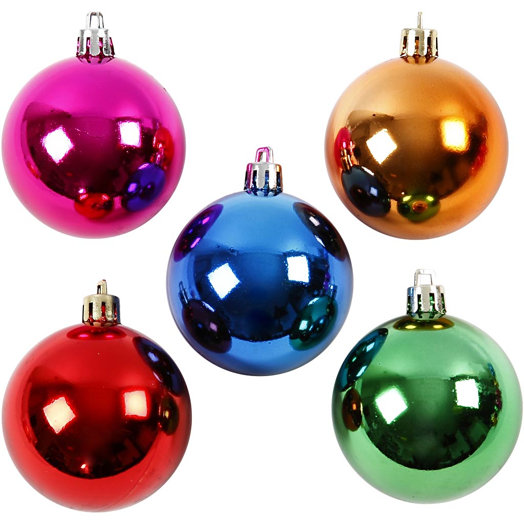 Christmas Ornaments, dia. 6 cm, bold colours, 20 pc