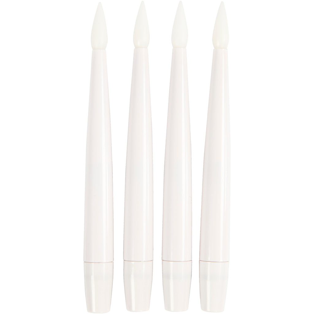 LED Christmas Tree Candle, H: 15,5 cm, dia. 14 mm, 4 pc