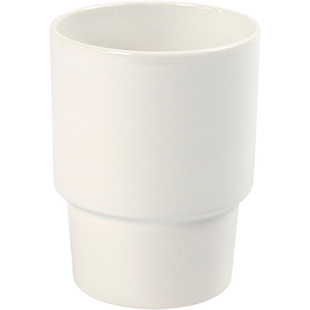 Mug, H: 11 cm, dia. 8,5 cm, white, 1pc/ 1 pc