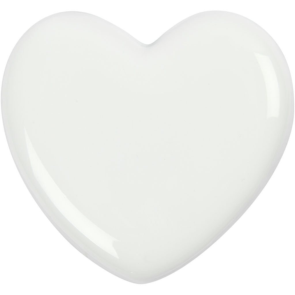 Heart, size 6,5x6,5 cm, thickness 10 mm, white